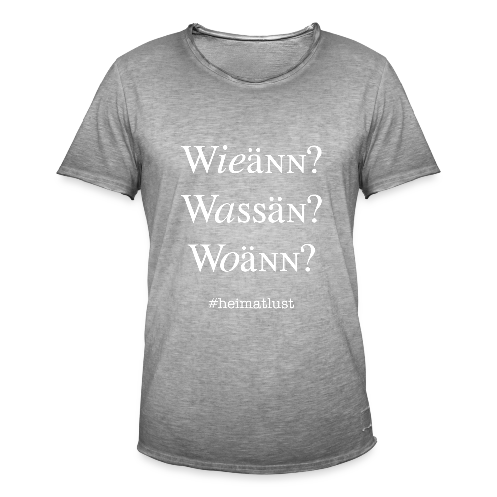 Whoch3 Männer Vintage T-Shirt - Vintage Grau