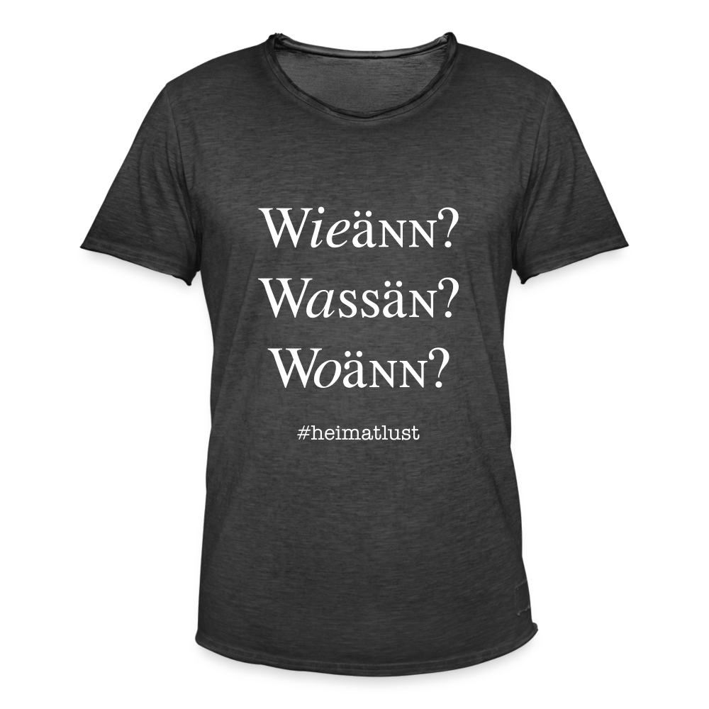Whoch3 Männer Vintage T-Shirt - Vintage Schwarz