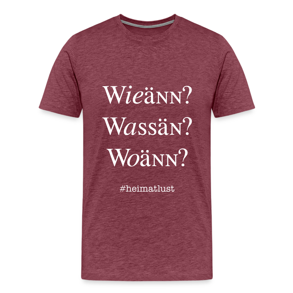 Whoch3 Männer Premium T-Shirt - Bordeauxrot meliert