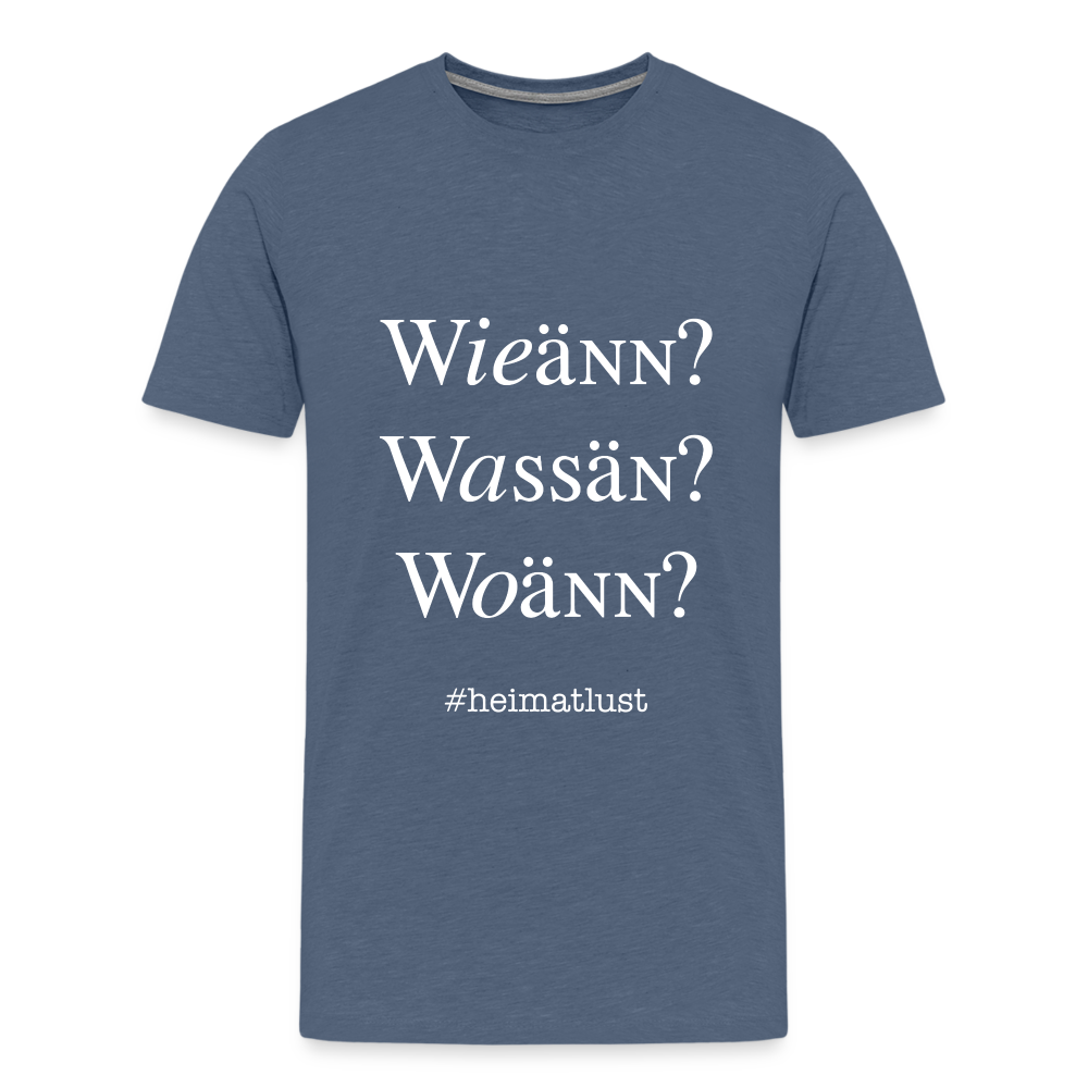 Whoch3 Männer Premium T-Shirt - Blau meliert
