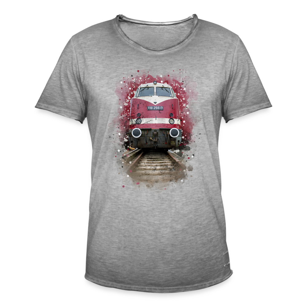 Diesellok Männer Vintage T-Shirt - Vintage Grau