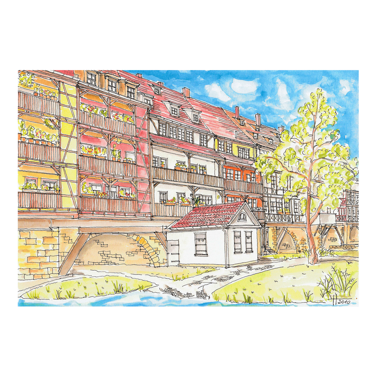 Kunstdruck Erfurt - Krämerbrücke