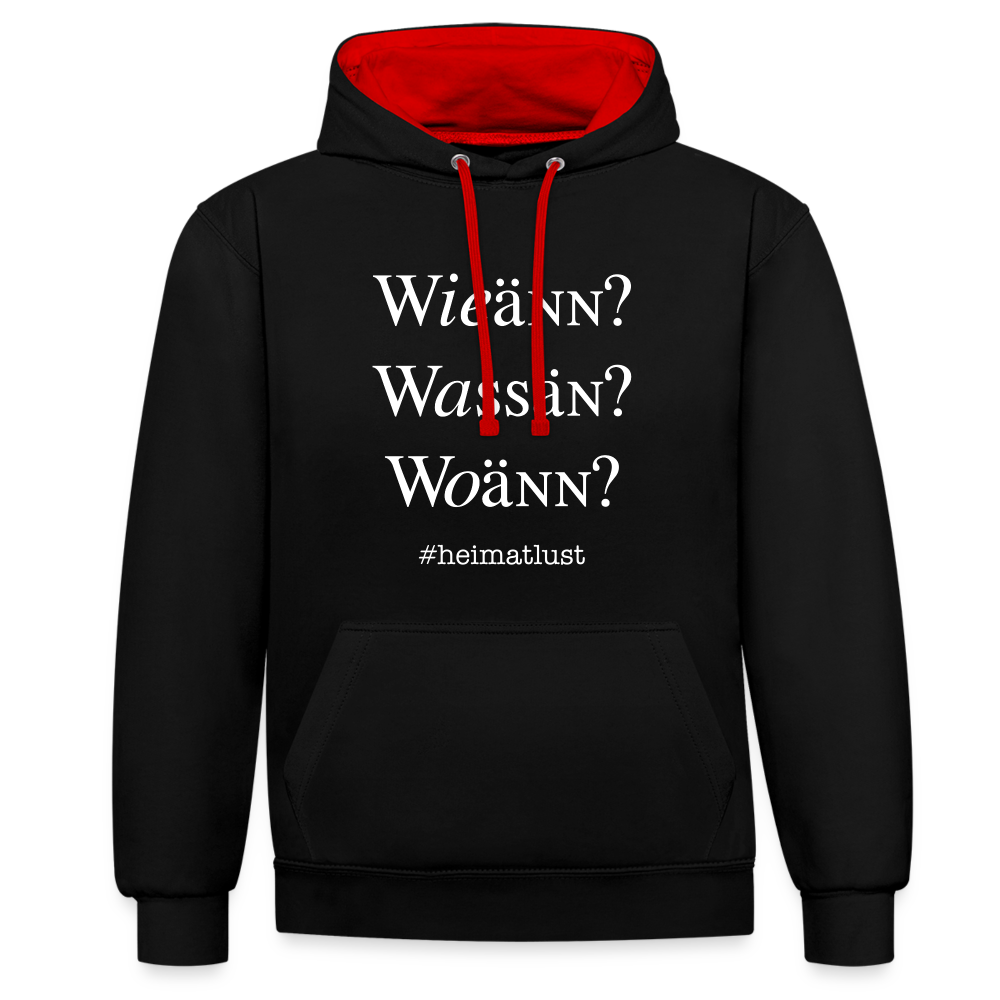 Whoch3 Kontrast-Hoodie - Schwarz/Rot