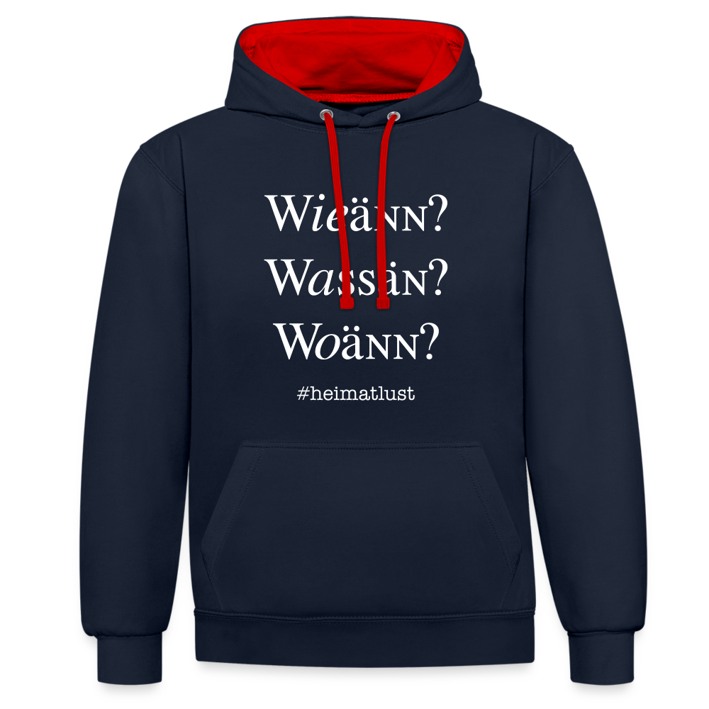 Whoch3 Kontrast-Hoodie - Navy/Rot