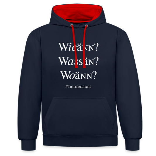 Whoch3 Kontrast-Hoodie - Navy/Rot