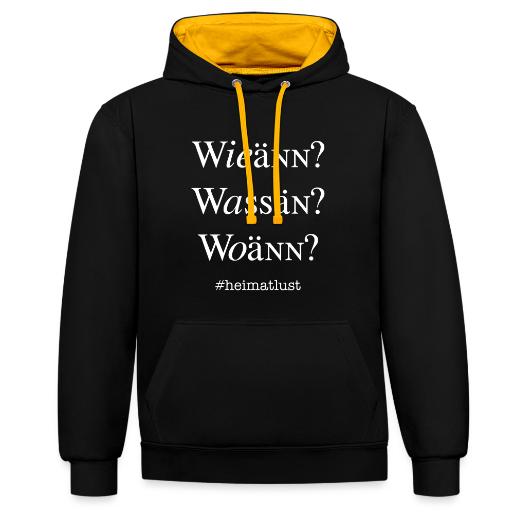 Whoch3 Kontrast-Hoodie - Schwarz/Gold