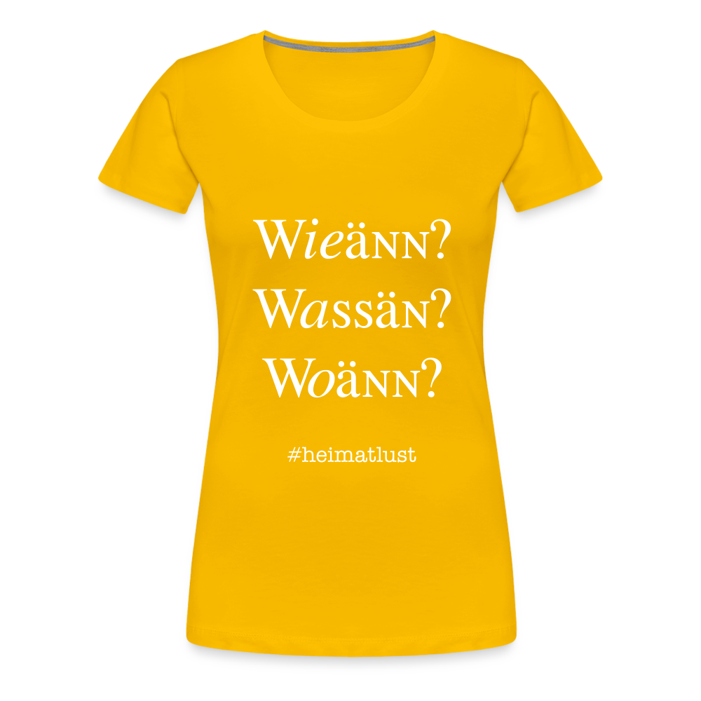 Whoch3 Frauen Premium T-Shirt - Sonnengelb