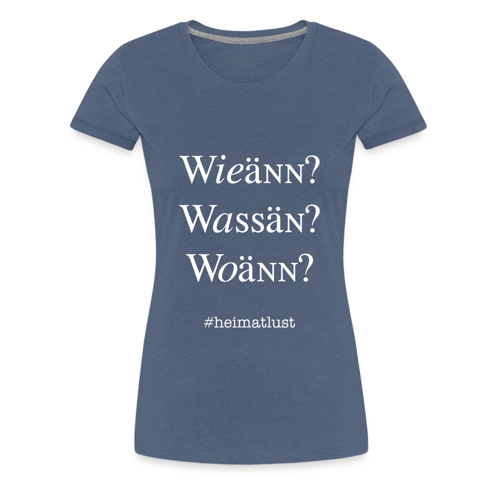 Whoch3 Frauen Premium T-Shirt - Blau meliert