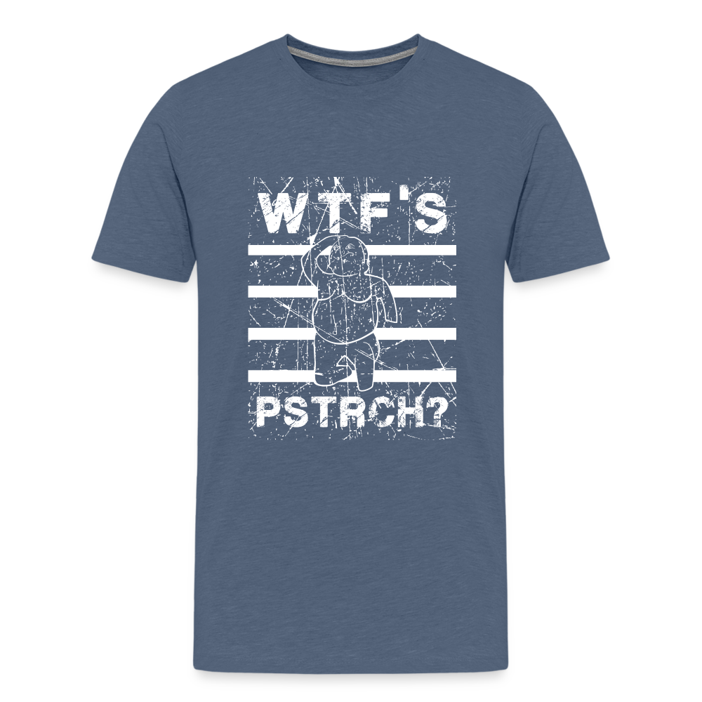 WTF Püstrich Männer Premium T-Shirt - Blau meliert