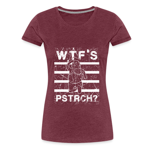 WTF Püstrich Frauen Premium T-Shirt - Bordeauxrot meliert