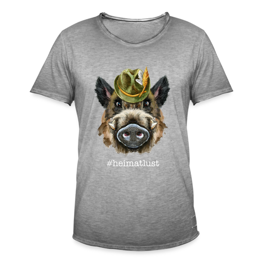 Wildschwein Männer Vintage T-Shirt - Vintage Grau