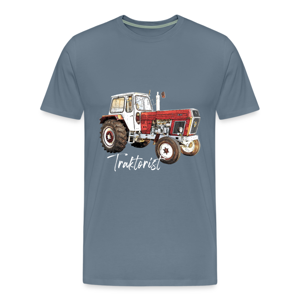 Traktorist Männer Premium T-Shirt - Blaugrau