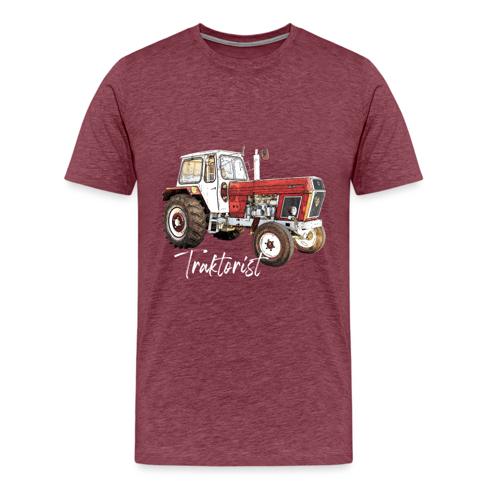 Traktorist Männer Premium T-Shirt - Bordeauxrot meliert
