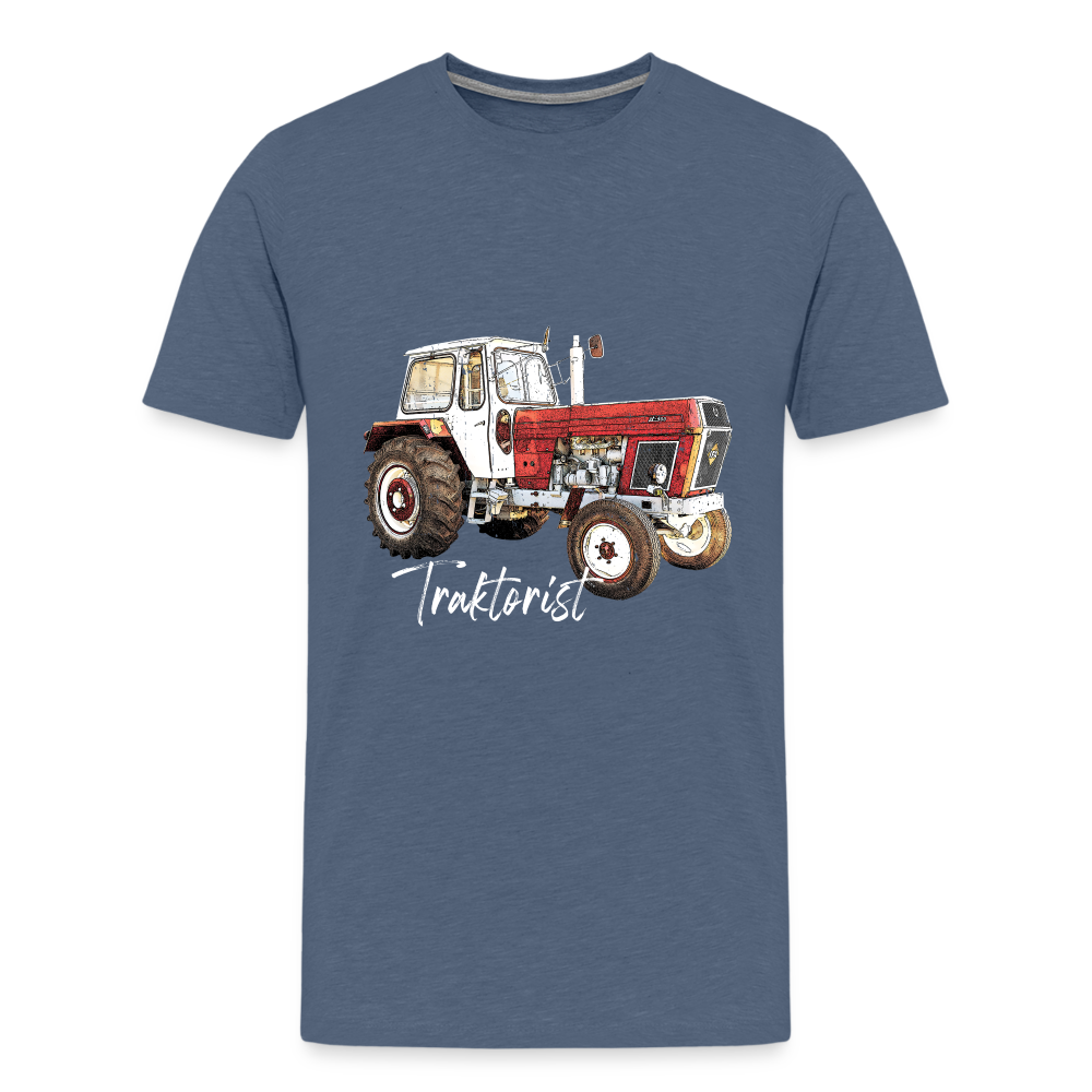 Traktorist Männer Premium T-Shirt - Blau meliert