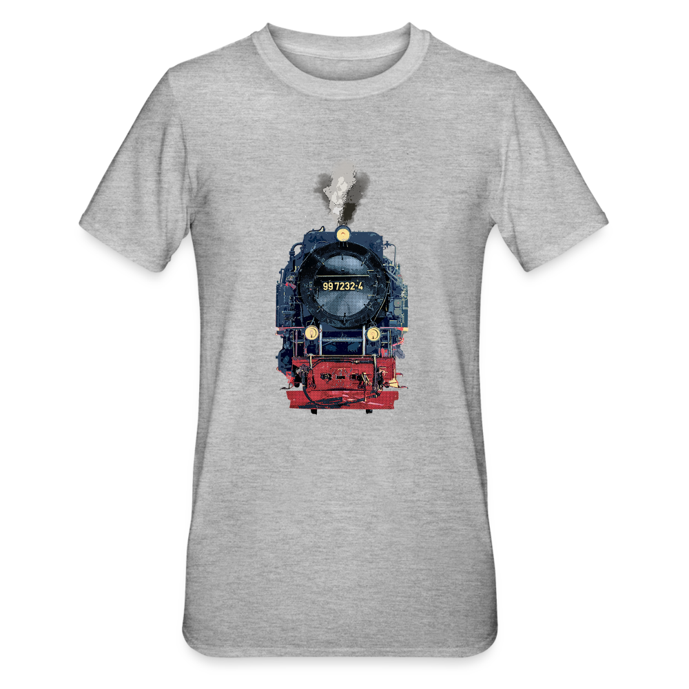 Dampflok Pop-Art Polycotton T-Shirt unisex - Grau meliert