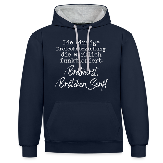 Bratwurst Kontrast-Hoodie unisex - Navy/Grau meliert