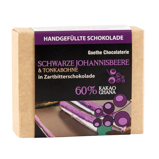 Handgefüllte Schokolade - Schwarze Johannisbeere & Tonkabohne